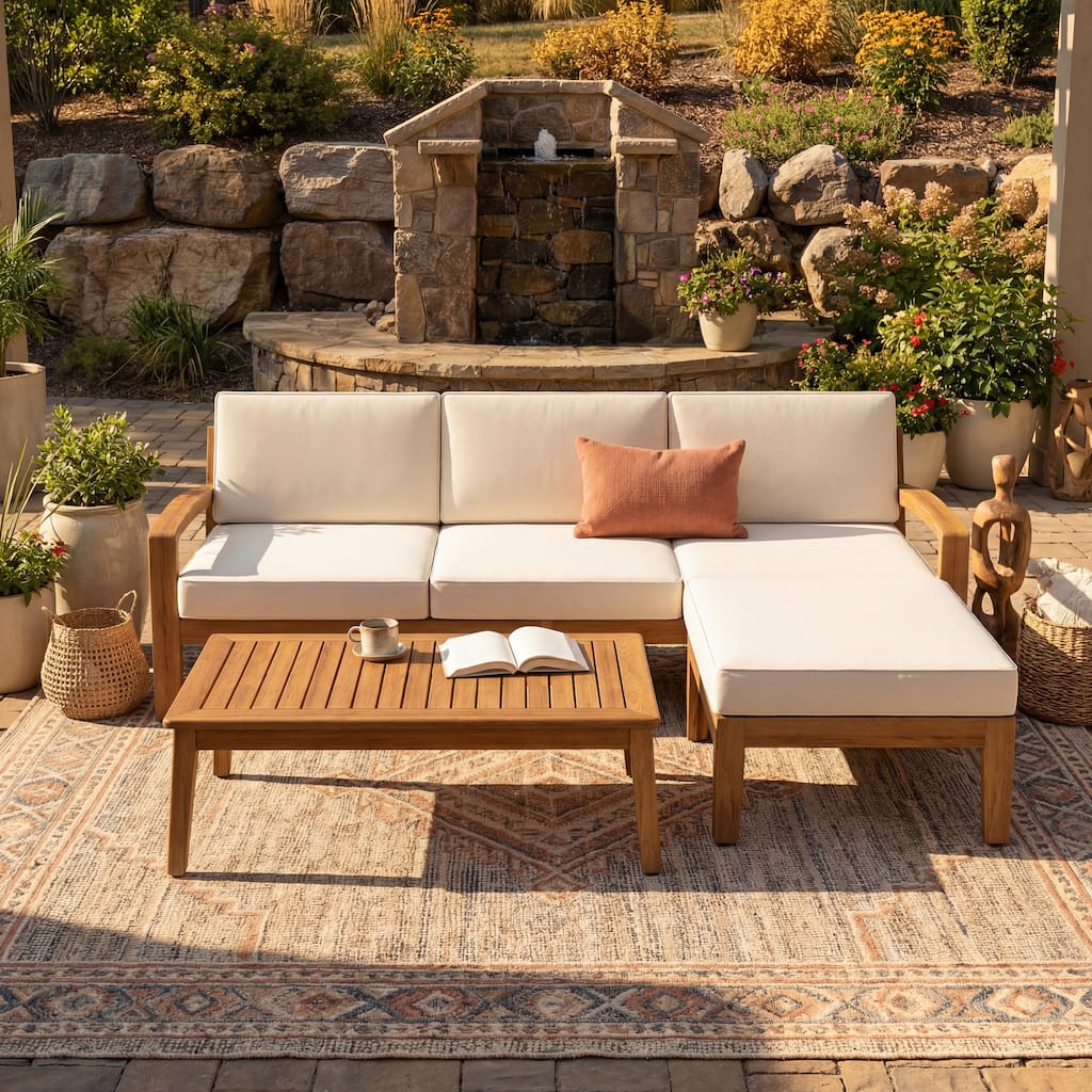 Grenada Outdoor Acacia Sectional Sofa Set by Christopher Knight Home
