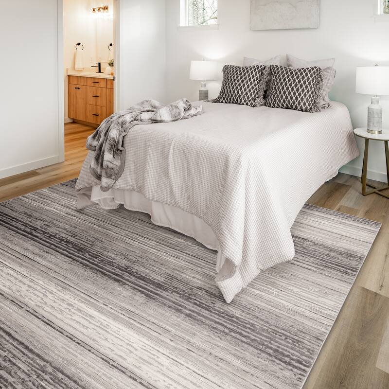 Gertmenian Flora Transitional Casual Modern Soft High-Low Polypropylene Polyester Indoor Area Rug Collection - 8' 9" x 13' 1" - Osian Grey - Rectangle