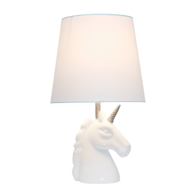 Sparkling Silver and White Unicorn Table Lamp - Whimsical Kids Room Lighting and Playful Bedside Décor