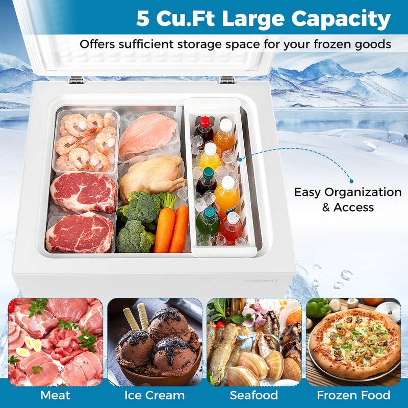 Costway 5 Cu.Ft Compact Chest Freezer with 7-Gear Adjustable - See Details