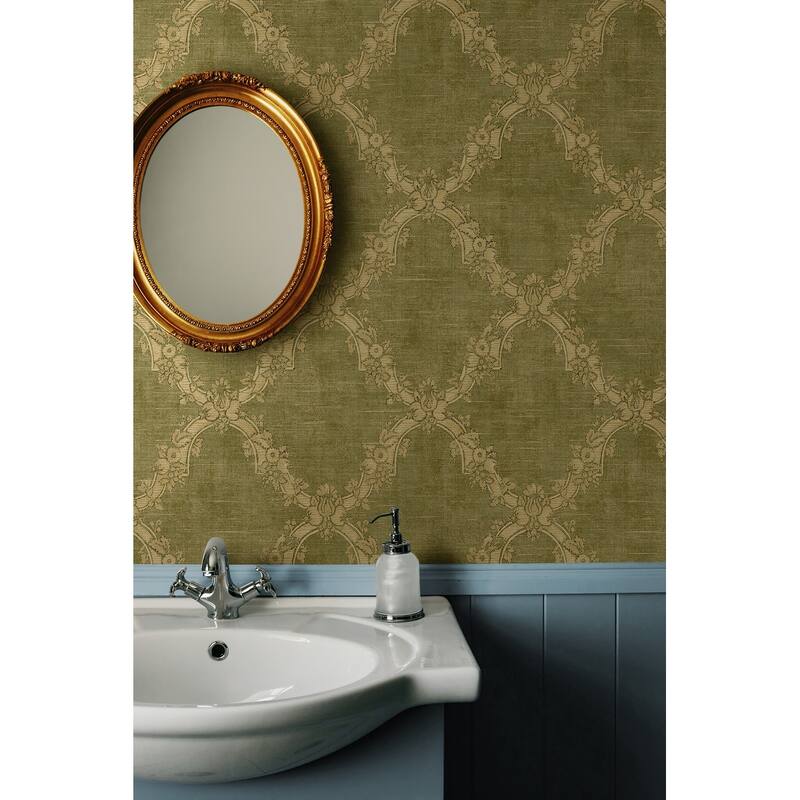 Seabrook Designs Alanis Floral Trellis Unpasted Wallpaper