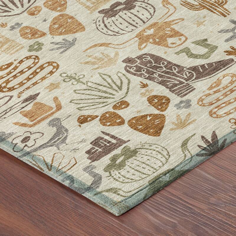Machine Washable Indoor/ Outdoor Modern Ranch Chantille Rug