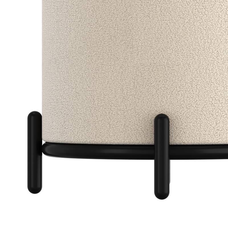 Modern Boucle Fabric Round Storage Ottoman