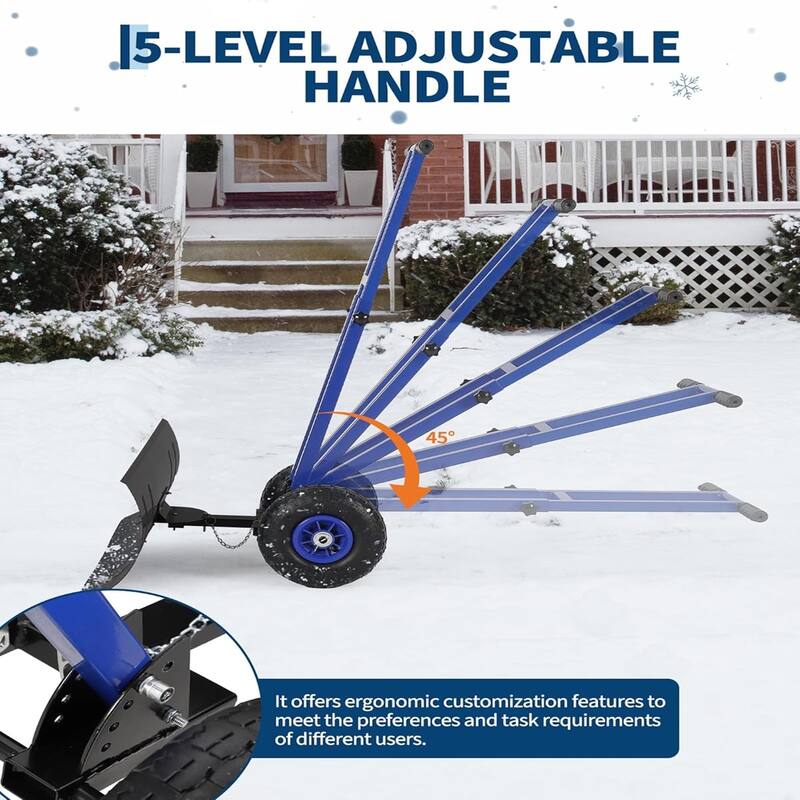 29x14 In Heavy Duty Rolling Snow Shovel With Wheels Double Armrests - 29x14 In