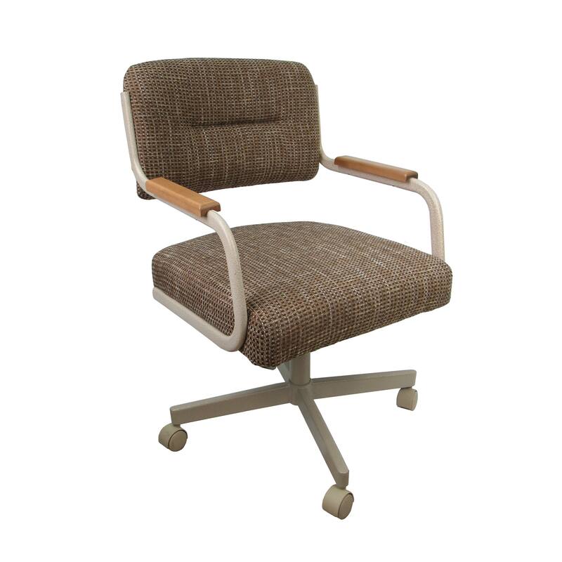 Swivel Tilt Kitchen Caster Chair with Wheels M-114 - N/A - Checkered - Beige Natural