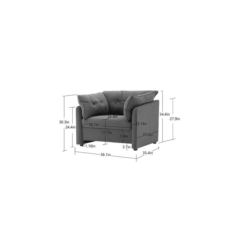 Modern Style Chenille Oversized Armchair Accent Chair Single Sofa Lounge Chair for Living Room, Bedroom