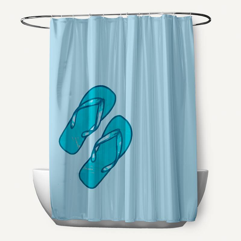 71 x 74-inch Flip Flops Geometric Print Shower Curtain - Blue