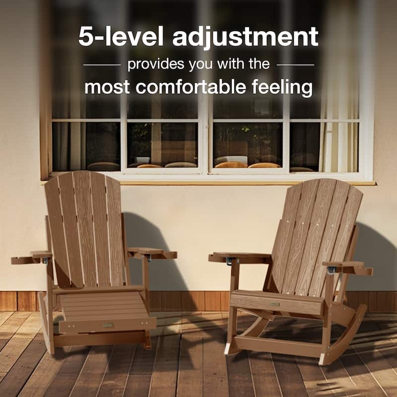 WINSOON Adirondack Chair Composite Rocking Chair Outdoor Weatherproof Plastic Adjustable