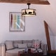 preview thumbnail 6 of 8, Acadia 20 in. Bronze Rustic Fandelier Ceiling Fan with Black Blades, LED Light Kit and Remote, Wildlife White Linen Drum Shade