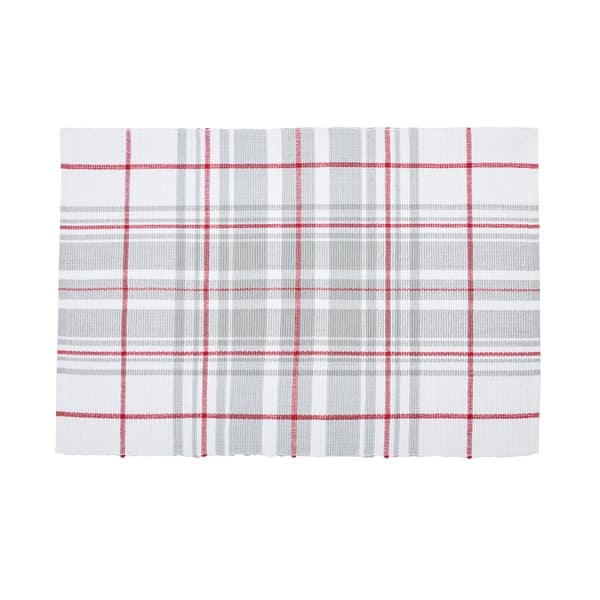 Sentiment Red White and Gray Plaid Woven Placemat Set of 6 - Bed Bath ...