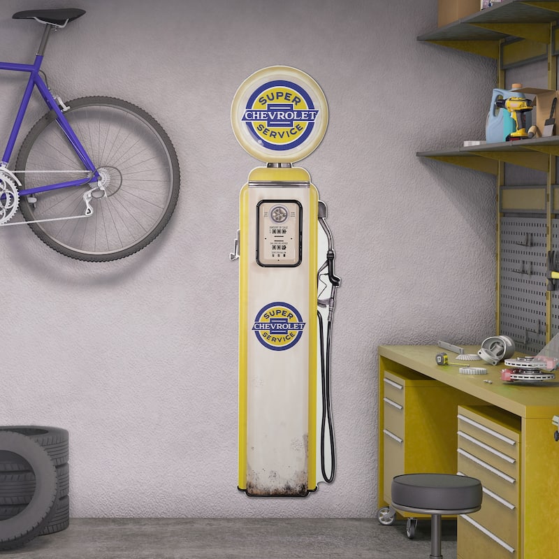 Licensed Chevrolet Super Service Gas Pump Wall Plaque - 62" x 17" - 60.5" x 14.75"