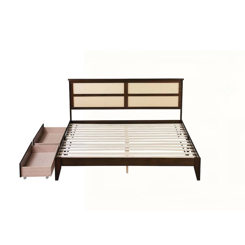 Rubber Wood Bed with Enhanced Support Salts and Feet
