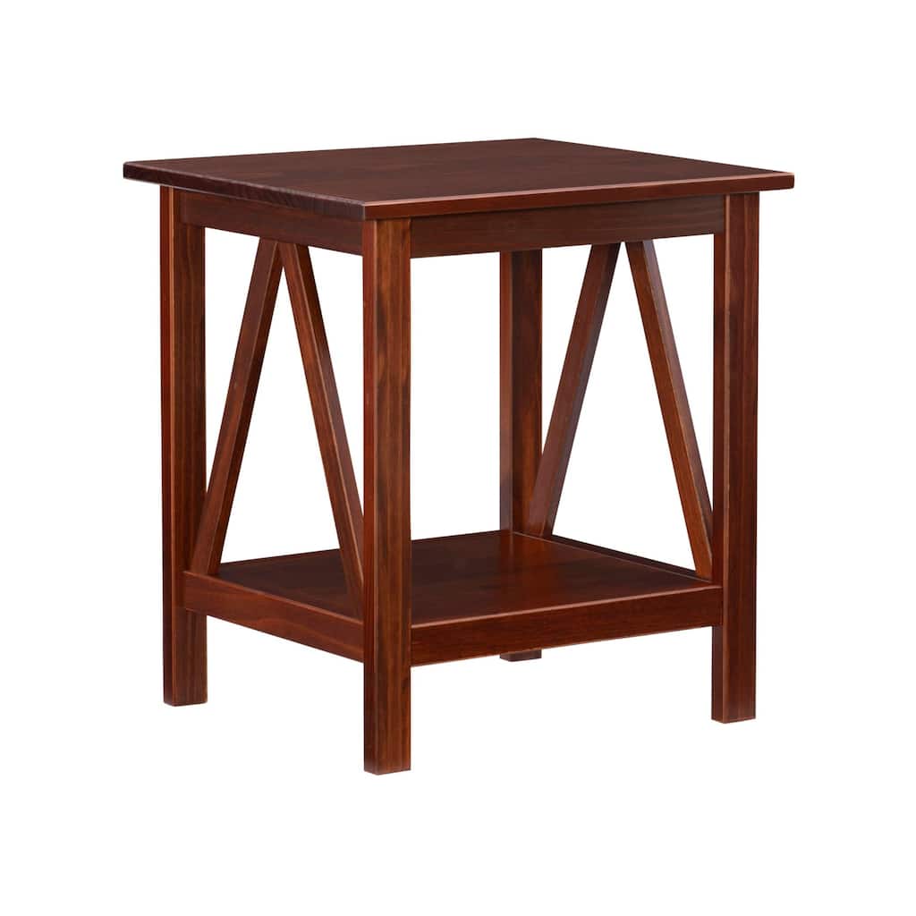 End Accent Table with Bottom Shelf - 22.25" - Antique Tobacco Brown