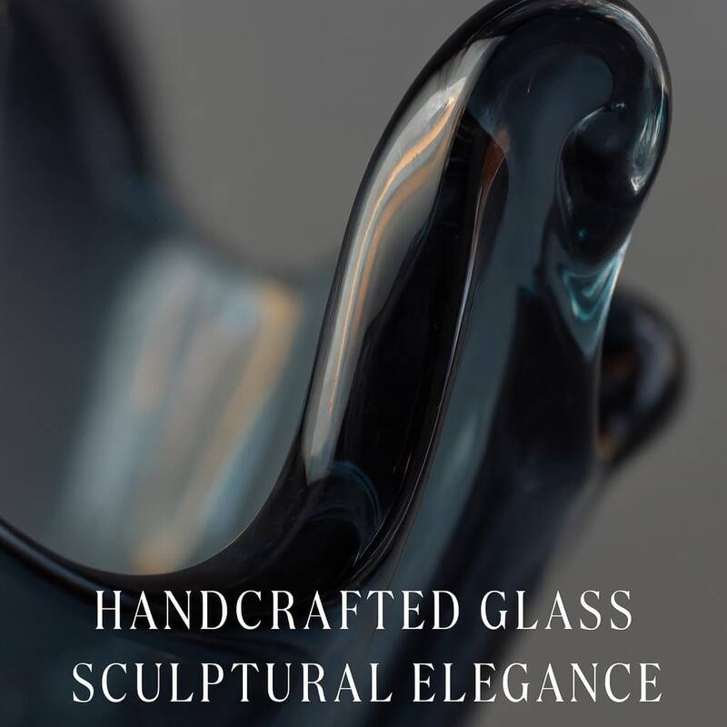 Elegant Sculptural Glass Bowl Centerpiece Decorative Accent 16"x10"