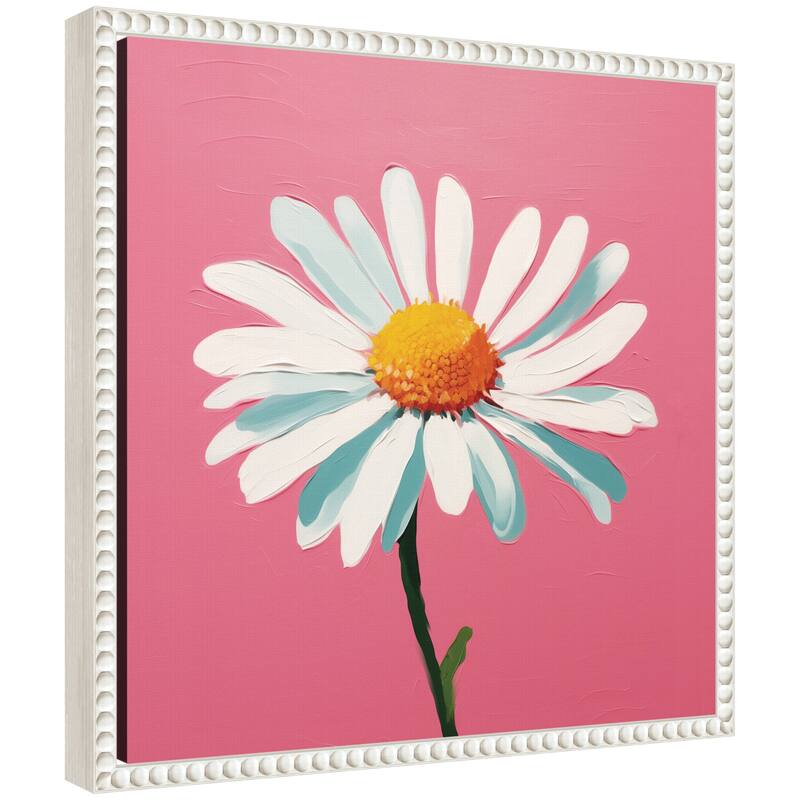 Kate and Laurel Sylvie Delicate Daisy 2 Pink Framed Canvas by The Creative Bunch Studio - 16x16