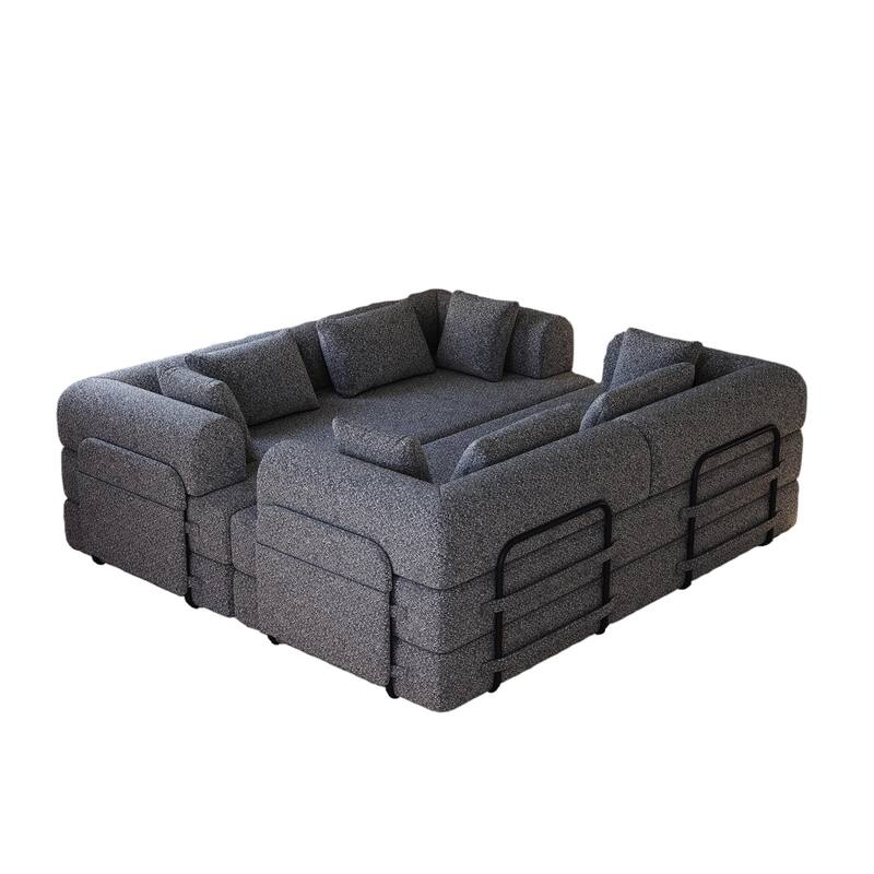 Anmytek Modern Chenille Convertible Sleeper Sofa 78.7" - 2PCS Folding Floor Couch