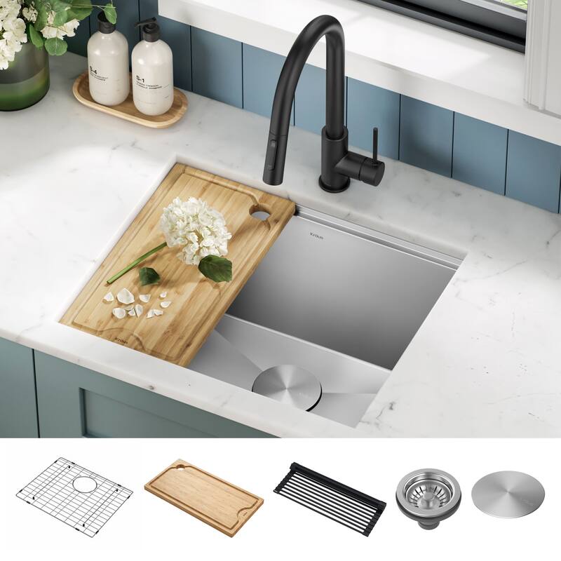 KRAUS Kore Workstation Undermount Stainless Steel Kitchen Sink