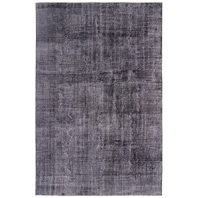 ECARPETGALLERY Hand-knotted Color Transition Black Wool Rug - 6'9 x 10'4