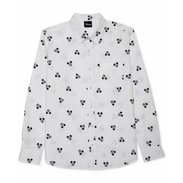 Shop Disney New White Mickey Mouse Printed Mens Size Xl Button
