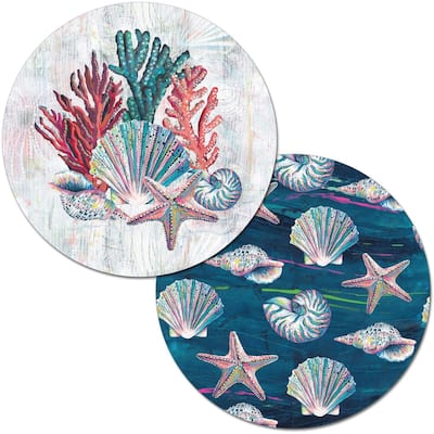 CounterArt Jewels of The Sea by Lori Siebert Reversible Easy Care Set of Four Placemats, Made in The USA