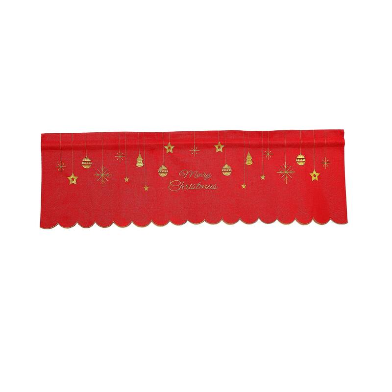 Violet Linen Glories Decorative Illuminated LED Christmas, 60" x 15", Straight, Rod Pocket Curtain Valance - Ornaments