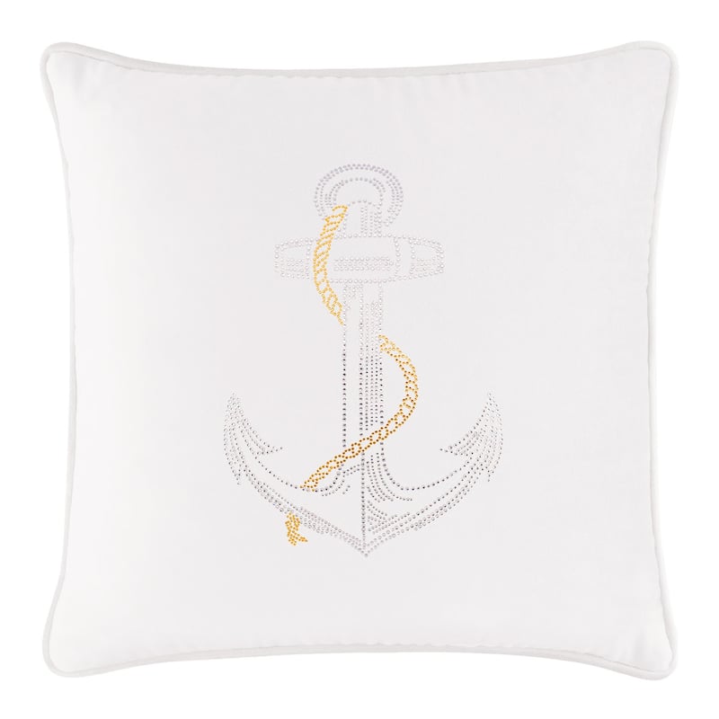 Sparkles Home Rhinestone Anchor Pillow - 20x20 - White