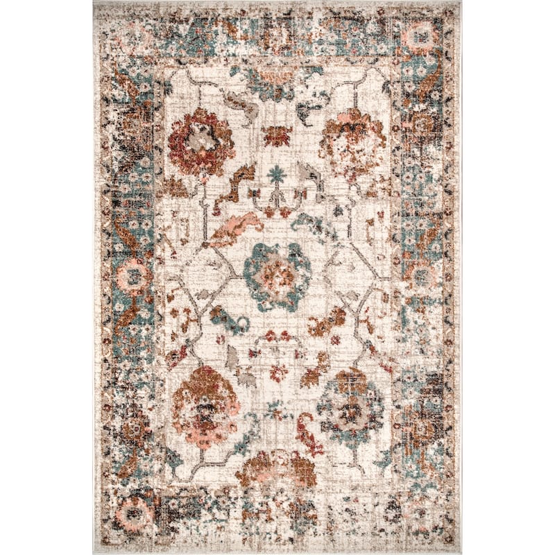 Nuloom Transitional Vintage Sasha Floral Ombre Border Area Rug