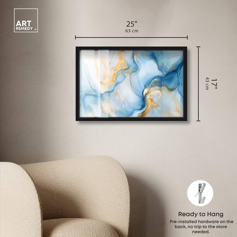 Blue Veined Gold Shadowbox by Art Remedy