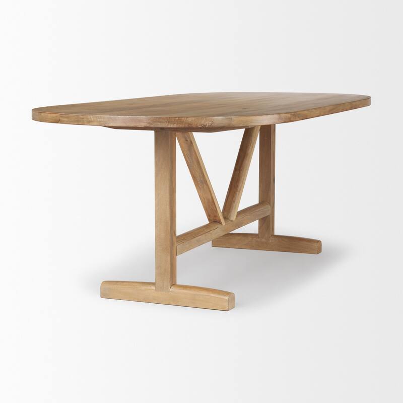 Viktor 84" Light Brown Solid Wood Dining Table - 84"L x 42"W x 30"H