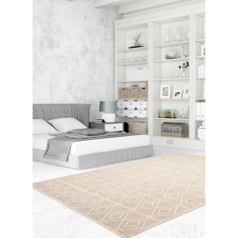 ECARPETGALLERY Braid weave Sienna Cream Wool Rug - 6'2 x 9'3