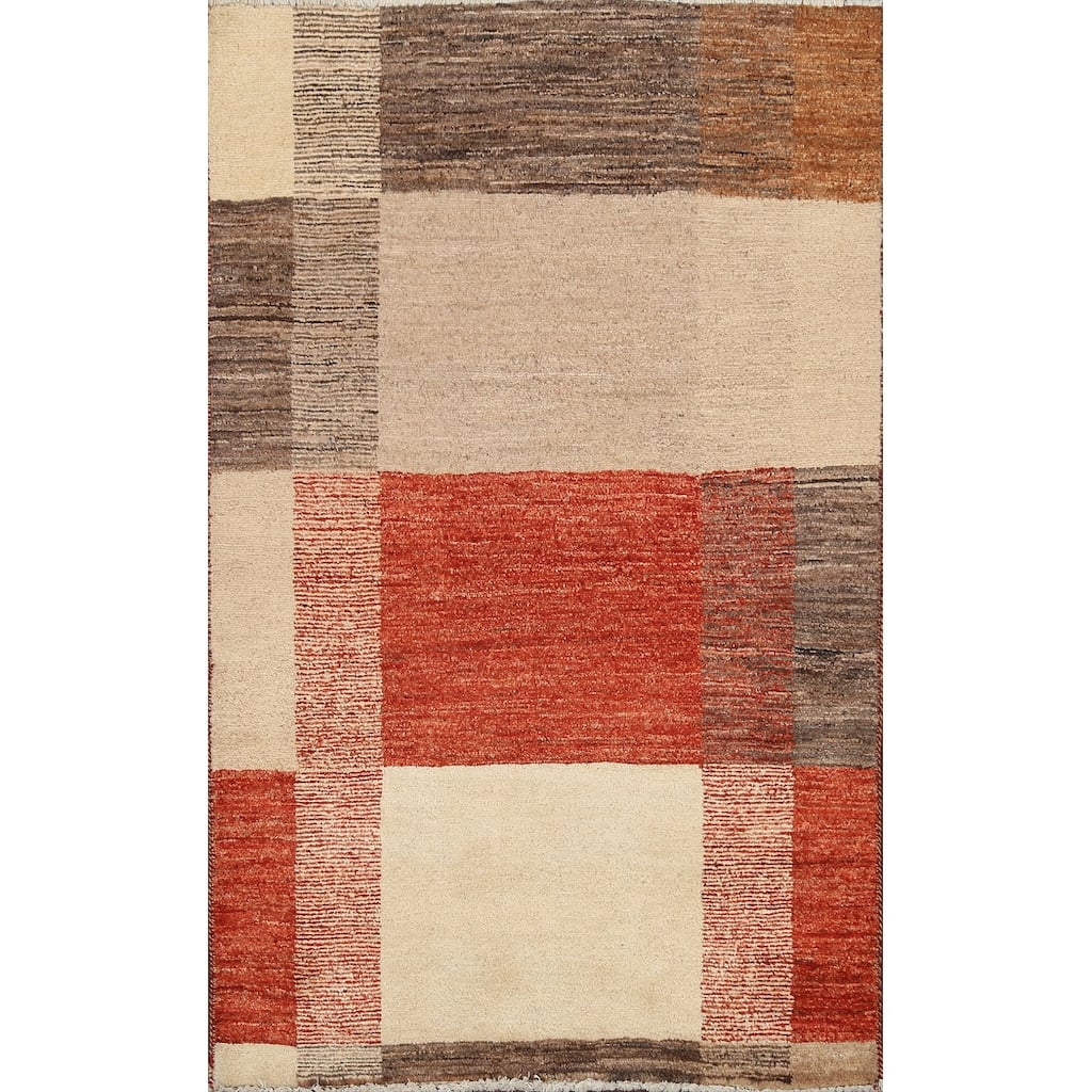 Modern Gabbeh Kashkoli Oriental Area Rug Wool Handmade Foyer Carpet - 2'7" x 3'8"