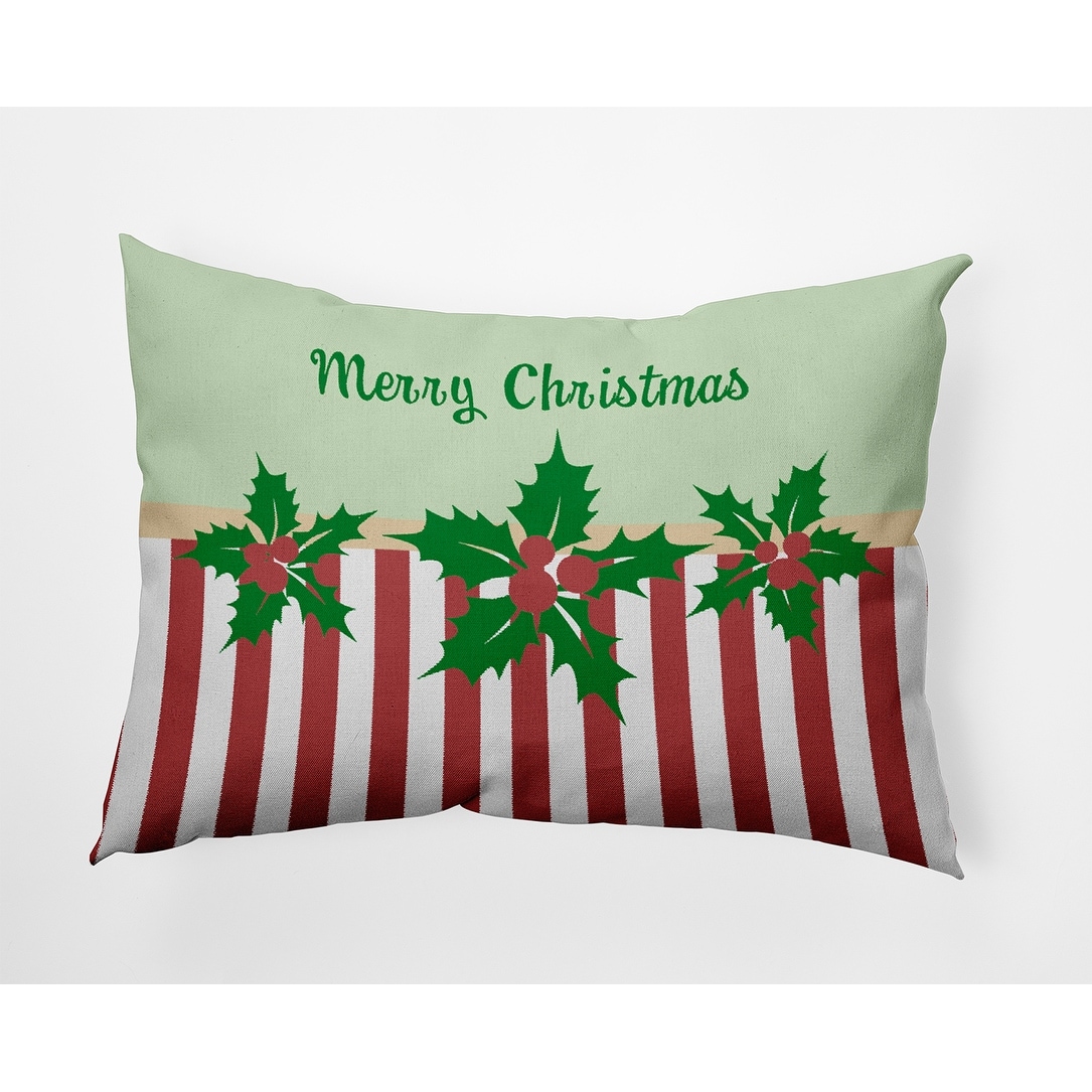 Merry Christmas Stripes Indoor/Outdoor Throw Pillow