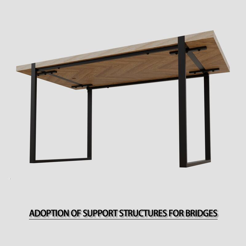 Modern 5-Piece Dining Set with Light Wood Rectangular Metal Base Table & 4 Square Corner Suede Chairs