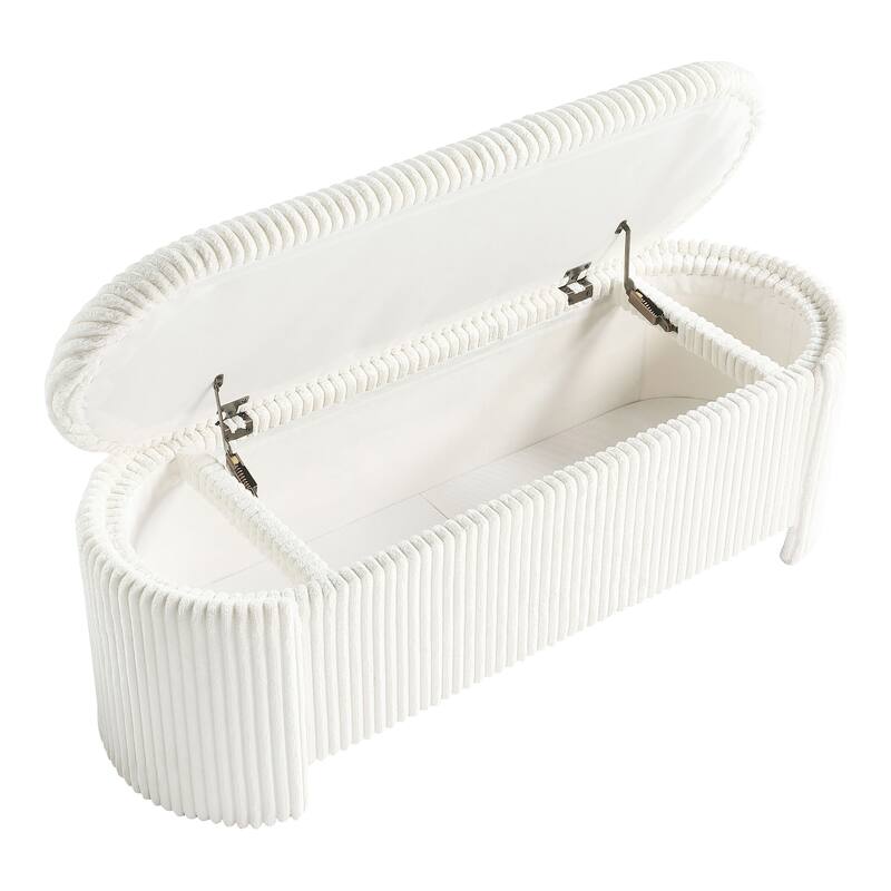 247 Shop At Home Modern Oval Chenille Storage Bench