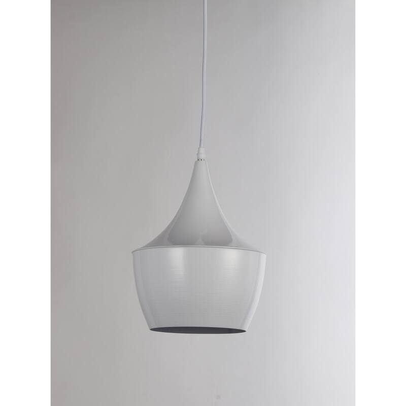 Pendant Light - 1 Light Farmhouse Ceiling Fixture - White Shade Adjustable Height - 12