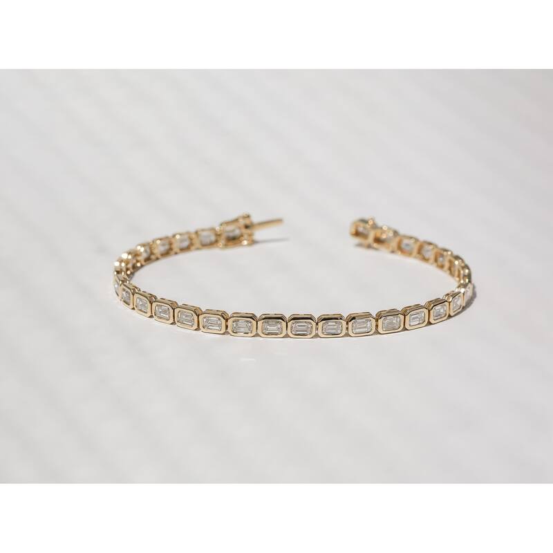 Kobelli 7 Carat Lab Grown Diamond Solid 14k Gold Emerald-cut Tennis Eternity Brielle Bracelet