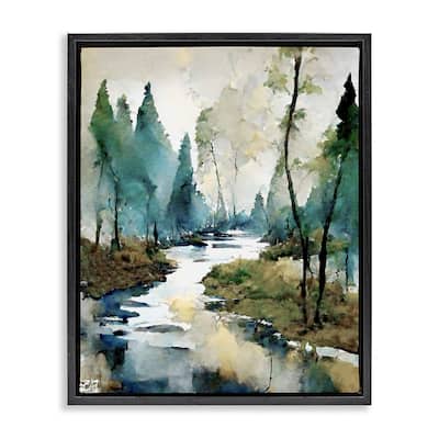 Stupell Watercolor Creek Landscape Framed Floater Canvas Wall Art Design by Ray Powers