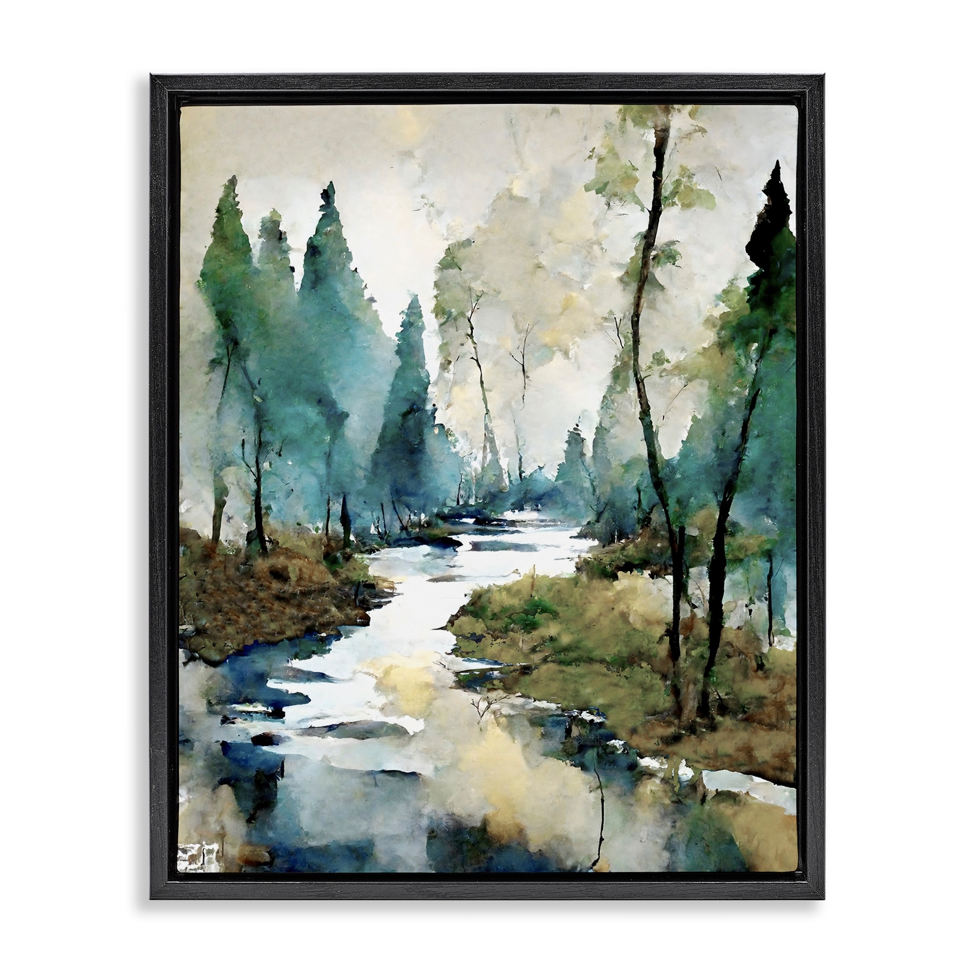 Stupell Watercolor Creek Landscape Framed Floater Canvas Wall Art Design by Ray Powers