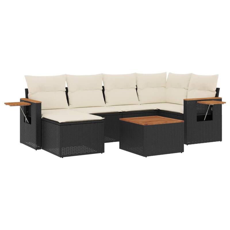vidaXL Patio Sofa Set with Cushions Outdoor Conversation Furniture Poly Rattan