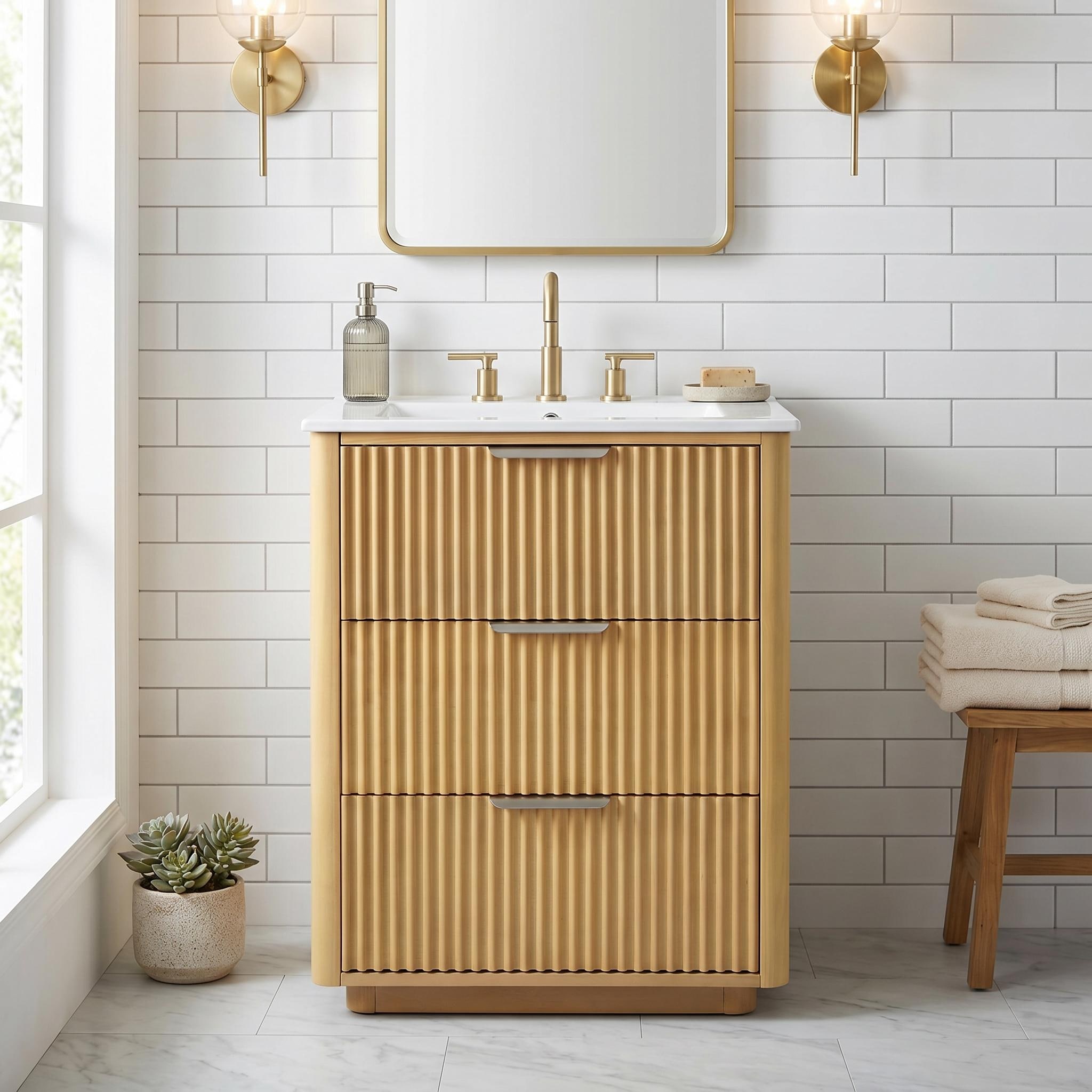 Freestanding Bath Vanity with White Ceramic Top - 24*18.4