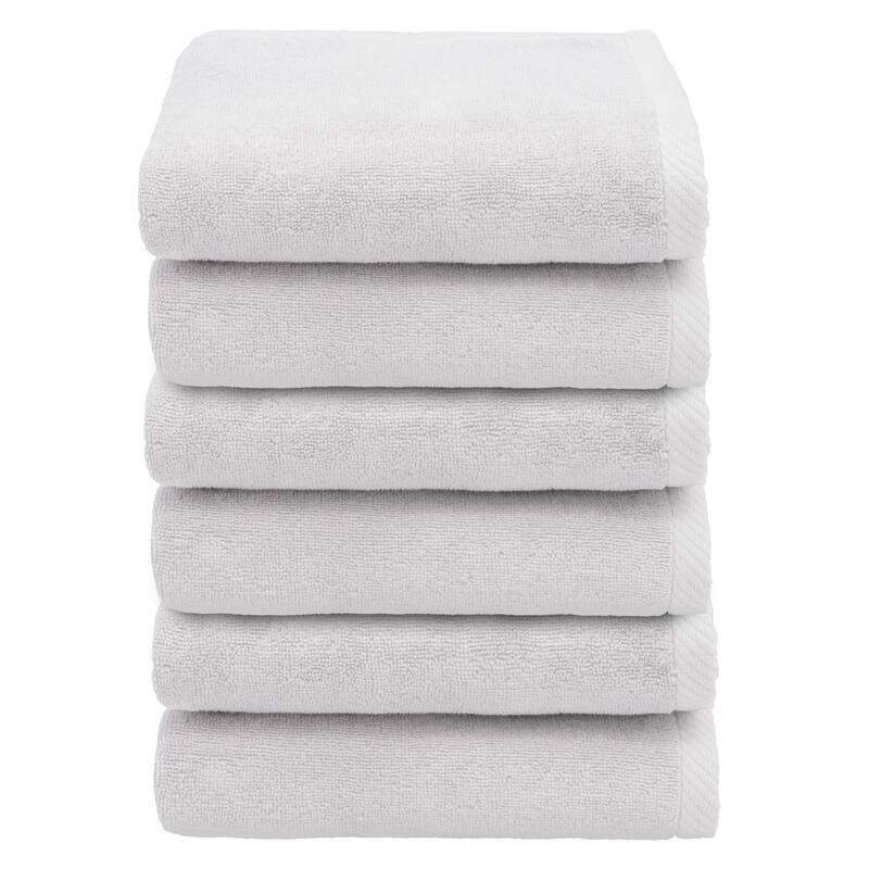 Authentic Hotel and Spa 100% Turkish Cotton Ediree Hand Towels - Set of 6 - Silver