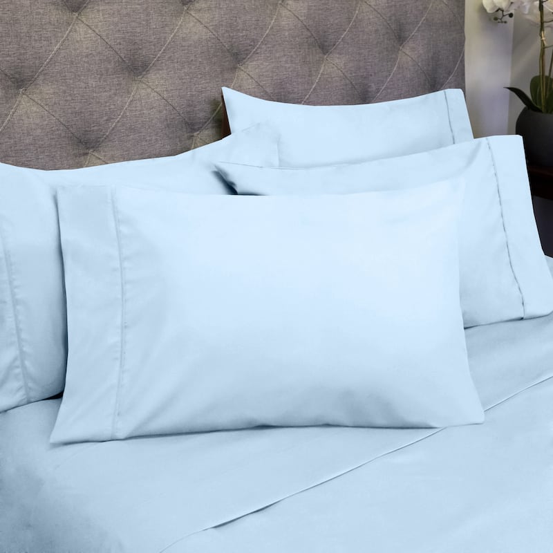 Soft Brushed Microfiber 7-piece Split King Sheet Set - 4 Pillowcases - Aqua