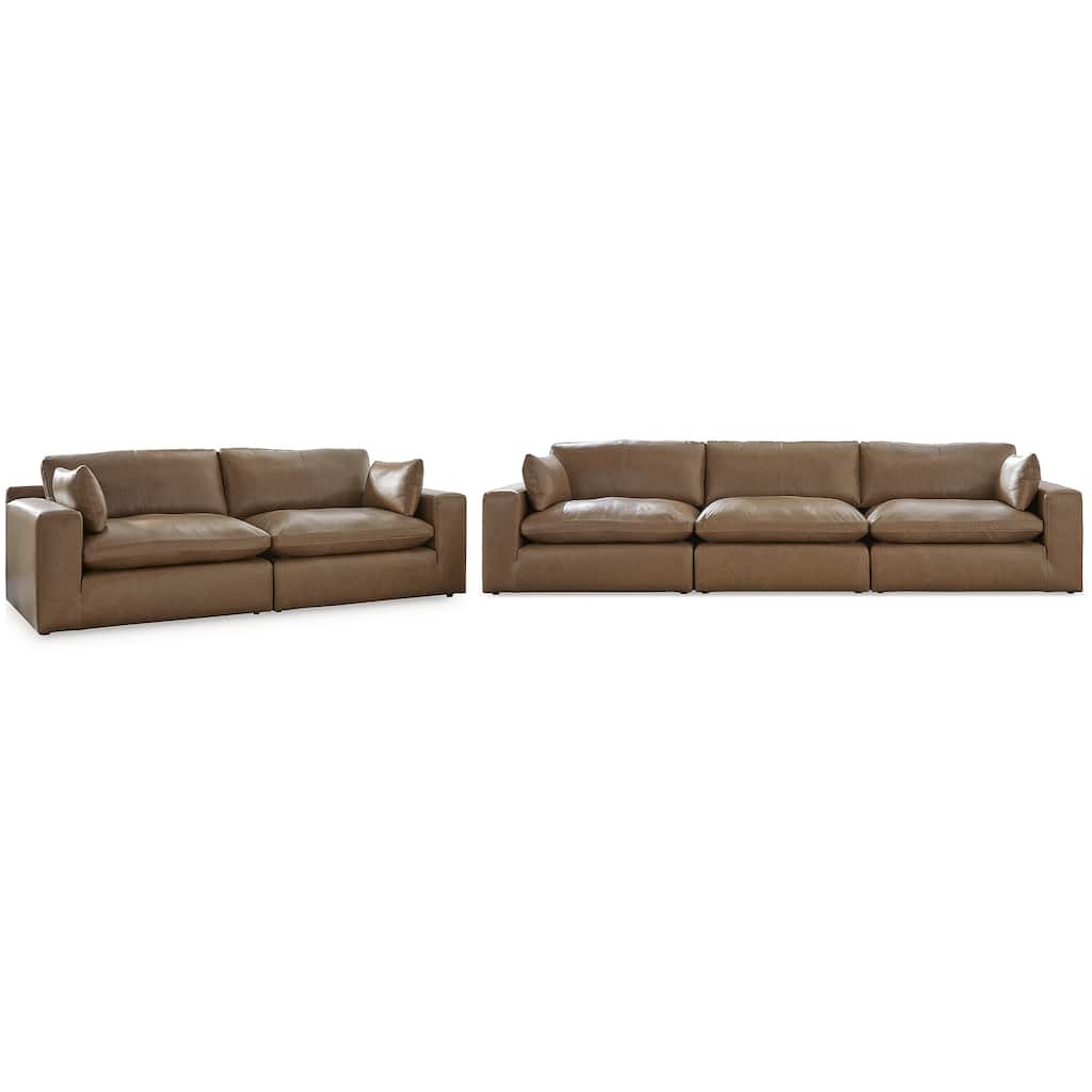 Signature Design by Ashley Emilia Brown Sofa and Loveseat - 140" W x 41" D x 36" H