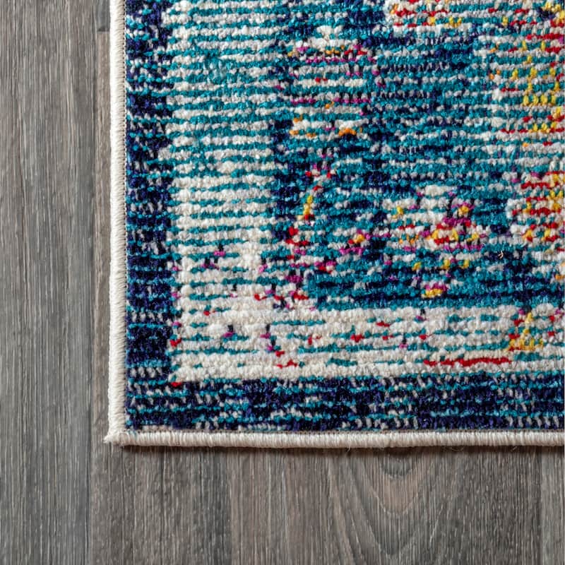 JONATHAN Y Zafra Vintage Medallion Rug Peacock Blue/Navy Area Rug