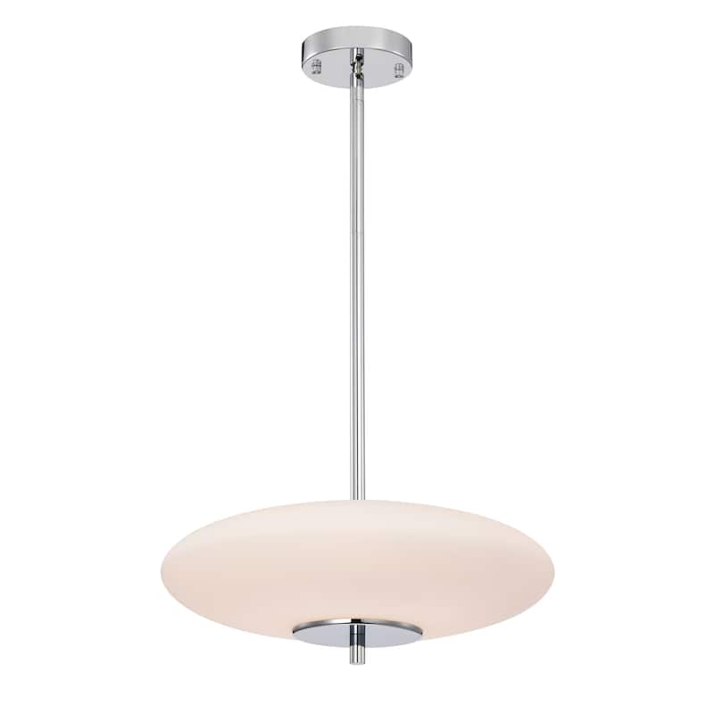 Caio Chrome Pendant Light with Oval Disk Frosted Glass Shade