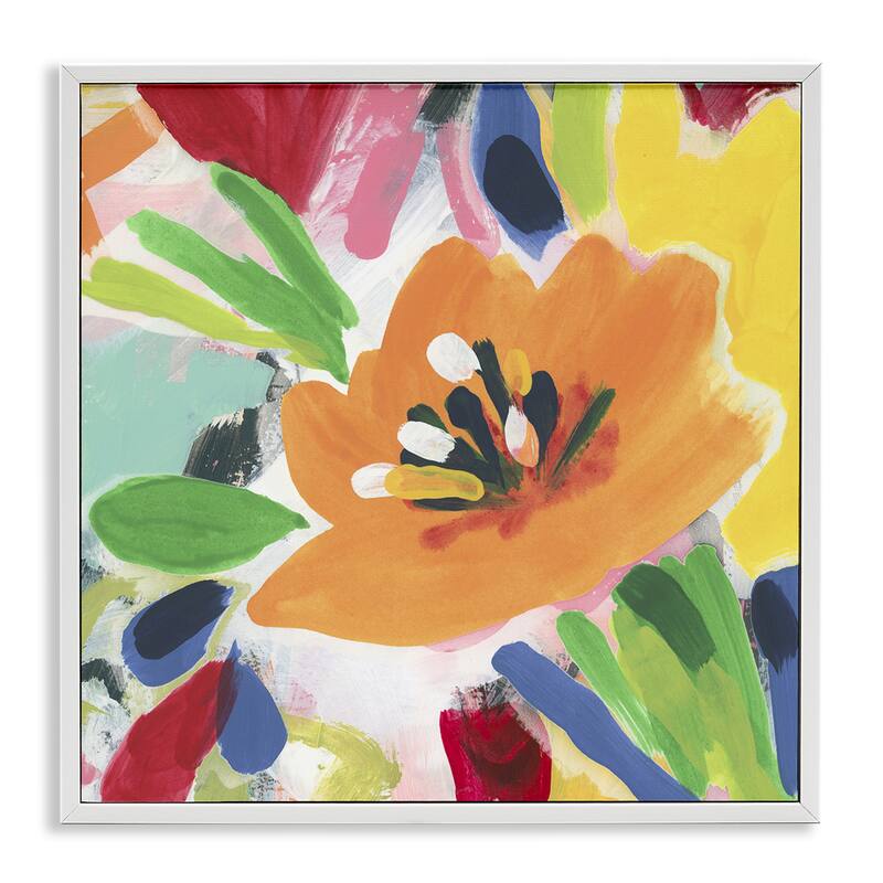 Stupell Vivid Orange Flower Impressions Framed Giclee Art Design By June Erica Vess - 12 x 12 - White