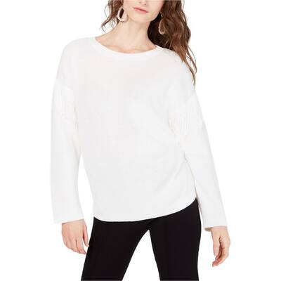 I.N.C Womens Fringe-Detail Dolman Knit Sweater