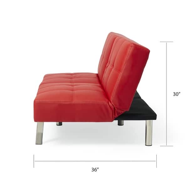 Abbyson Aspen Red Bonded Leather Foldable Futon Sleeper Sofa On Sale