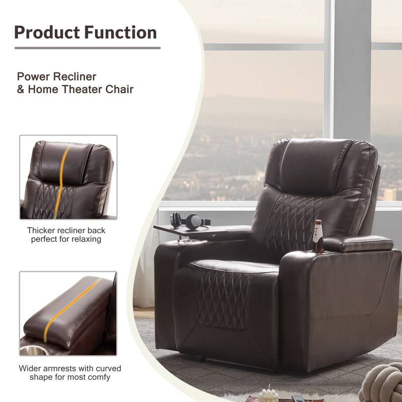 Electric Power Recliner with USB, Swivel Tray & Arm Storage