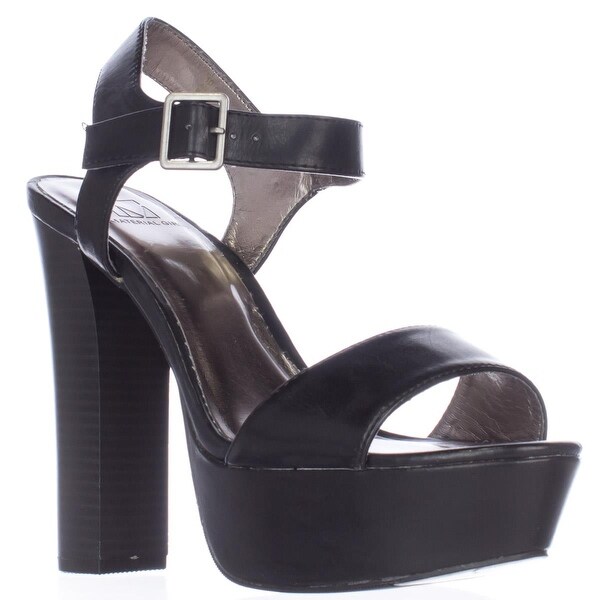 black platform ankle strap sandals